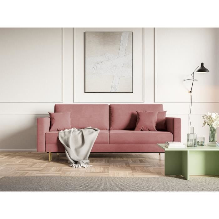 Canapé convertible - VALICO - 230 cm - 3 places - rose hydrophobe