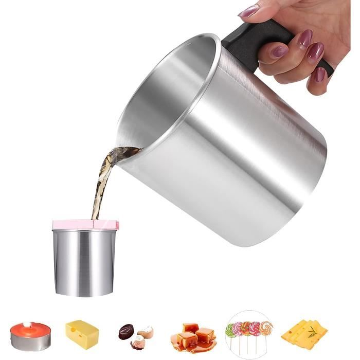 YUNYODA Pot Fusion Cire 1,2 L – Cruche Aluminium Anti-Adhésive Avec Poignée Anti-Brûlure – Idéal Bougies & Savons DIY