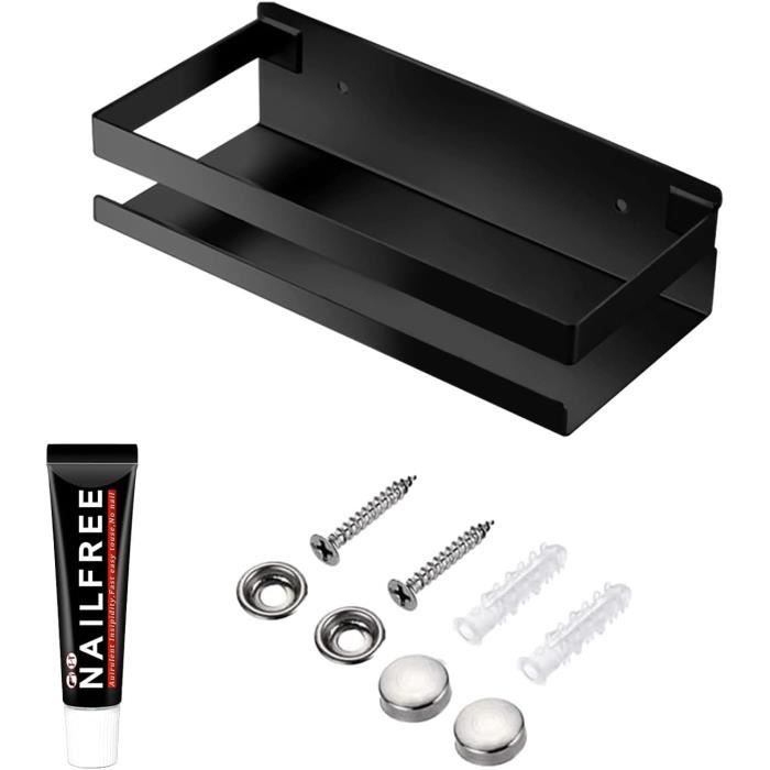 COSTWAY Miroir 2 en 1 Suspension Mural + Porte 119 x 33 cm, avec Crochets de Porte et Vis Noir - Maison