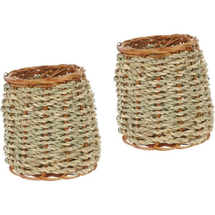 2 Pots à Crayons Cactus Mignons - Organisateur Bureau Ou Coiffeuse - Rose Et Vert - 13,5x11,5cm