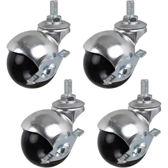 Roulettes De 2 Pouces 50 Mm Avec Boule Sphérique, Tige Filetée M8X15 Mm Roulettes Pivotantes