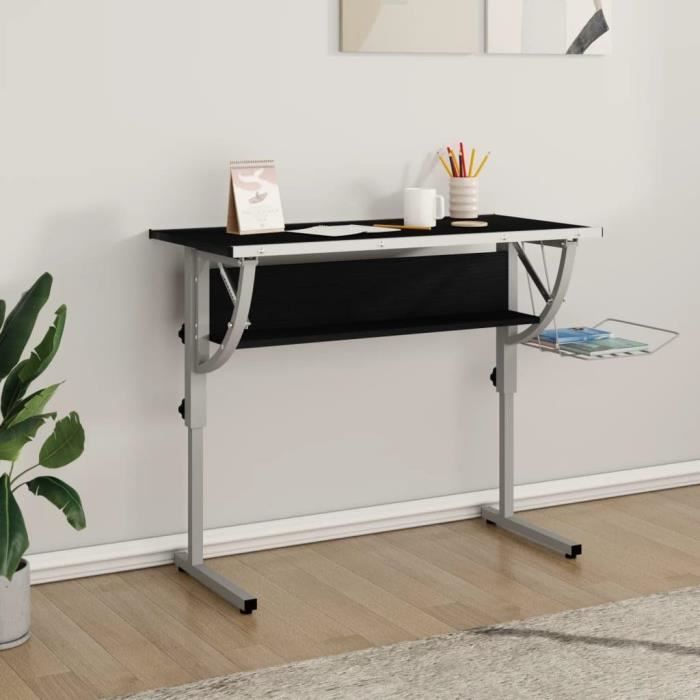 Bureau Pliant 120x60 Cm - Table Ordinateur Design, Livré Assemblé, Pieds Réglables, Blanc