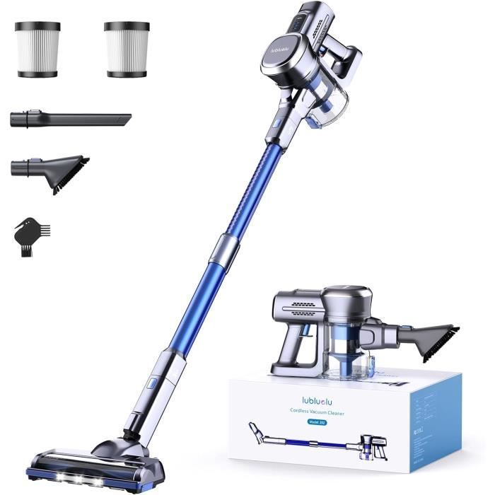 QEXREED Aspirateur Balai Sans Fil 160W 25000Pa – 4-en-1, 40 Min, LED, Filtration 99.9%, Idéal Poils Animaux Qexreed Aspirateur Led