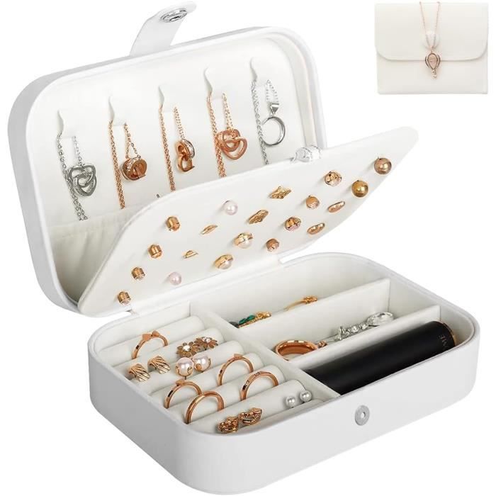 VVZOWW Organiseur De Bijoux Compact En Cuir Synthétique Avec