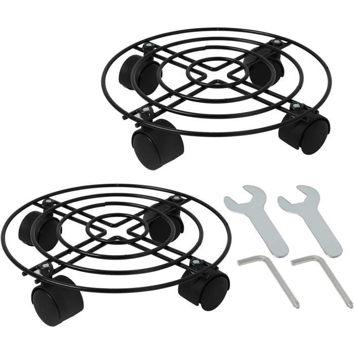 Support De Plantes à 2 étages Avec Roulettes - Métal Blanc - Dimensions Variables - Pour Intérieur/extérieur