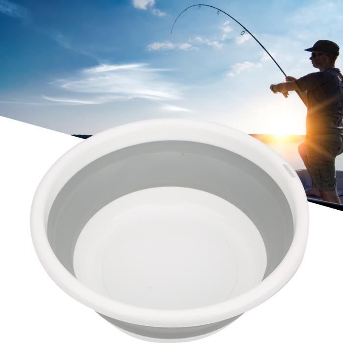 Seau à Poisson Pliable 13 Litres Avec Couvercle Verrouillable - Pour Pêche, Camping, Rangement - Dimensions 33x22x21.5 Cm