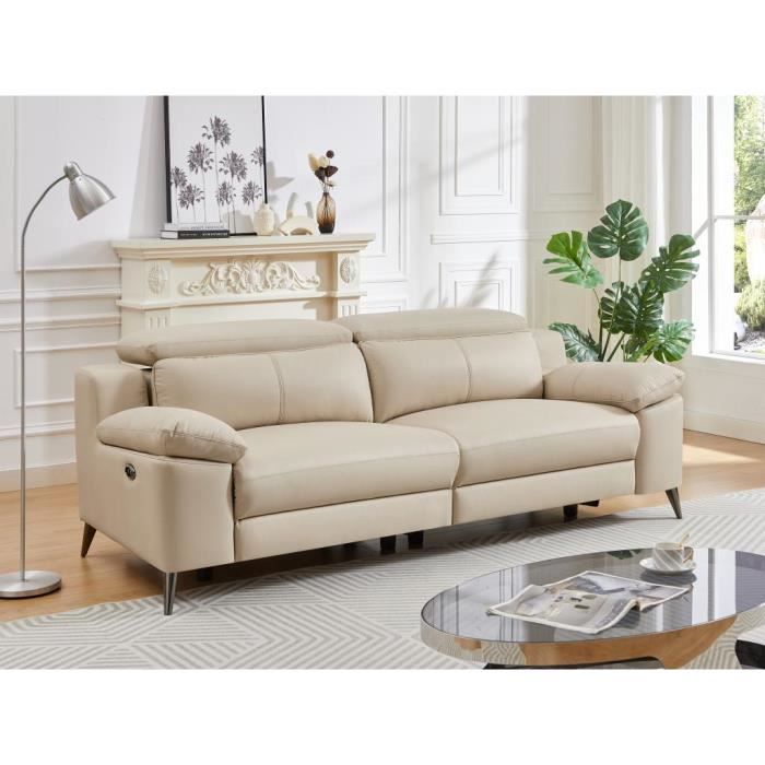 Canapé 3 Places Cuir Beige