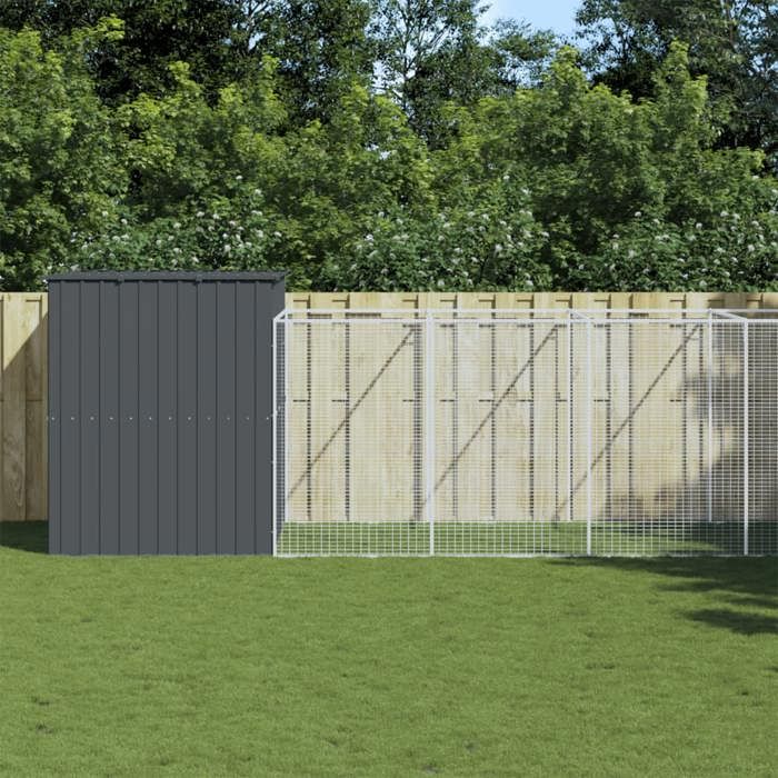 Niche Pour Chien Avec Cour vidaXL - Acier Galvanisé - vue 7