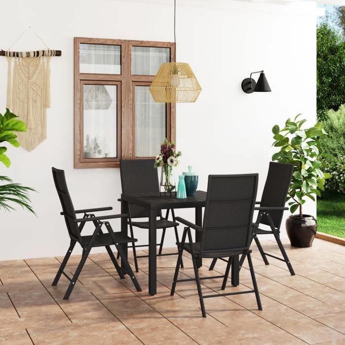 vidaXL Acacia Ensemble à Dîner de Jardin 5 pcs Salon de Jardin Mobilier de Salle à Manger dExtérieur Arrière cour 3058324 - vue 2