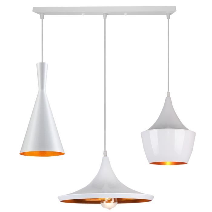 Suspension Marks & Spencer Toby, 3 Lumières, Bras Réglables, Blanc, Plafonnier