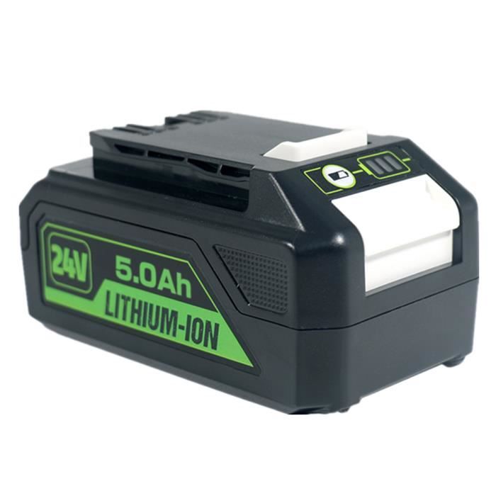 1 pcs Batteries pour Greenworks 24V Lithium-Ion 5.0Ah Puissante Rechargeable pour tous les Outils de Jardin Chargement Rapide