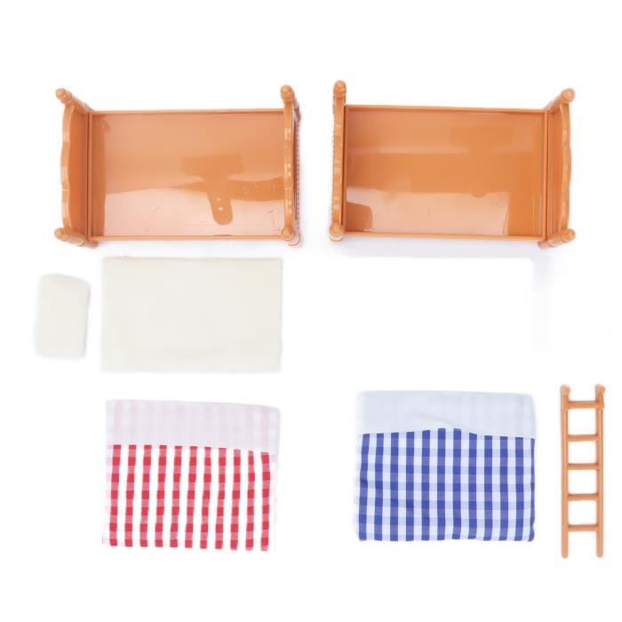 Lit Superposé Miniature Pour Maison De Poupée – 22x14x13 Cm – Plastique – Décoration Réaliste