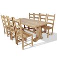 Bonne® 29139 Ensemble Table AVEC 6 Chaise - Table et chaises de salle à manger massives 9 pièces Teck - Moderne-1
