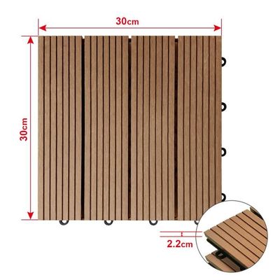 Carreaux WPC aspect bois 60x30cm 3 m² dalles de sol teck terrasse patio balcon