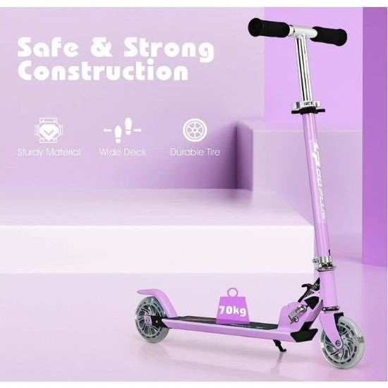GYMAX Trottinette Enfants 3 Ans+, Hauteur Réglable 70-75-80CM, avec Roues à LED et Frein Arriére GYMAX Trottinette Enfants 3 Ans+, Hauteur Réglable 70-75-80CM, avec Roues à LED et Frein Arriére