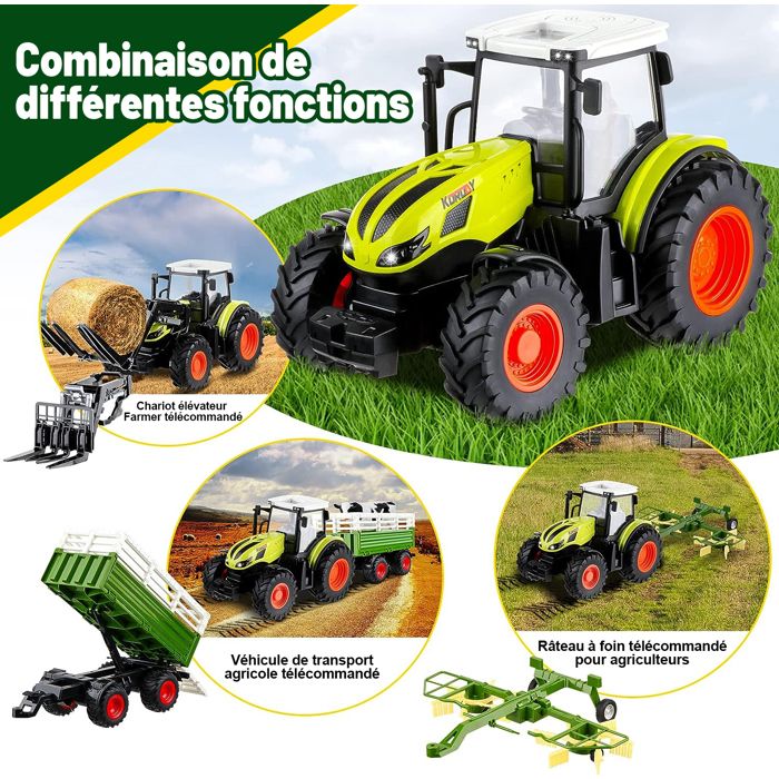 Tracteur Télécommandé Ferme Avec Remorque - Jouet Enfant 3 Ans +, Animaux Inclus | 2 Batteries, 80 Min Jeu | Télécommande 2.4GHz