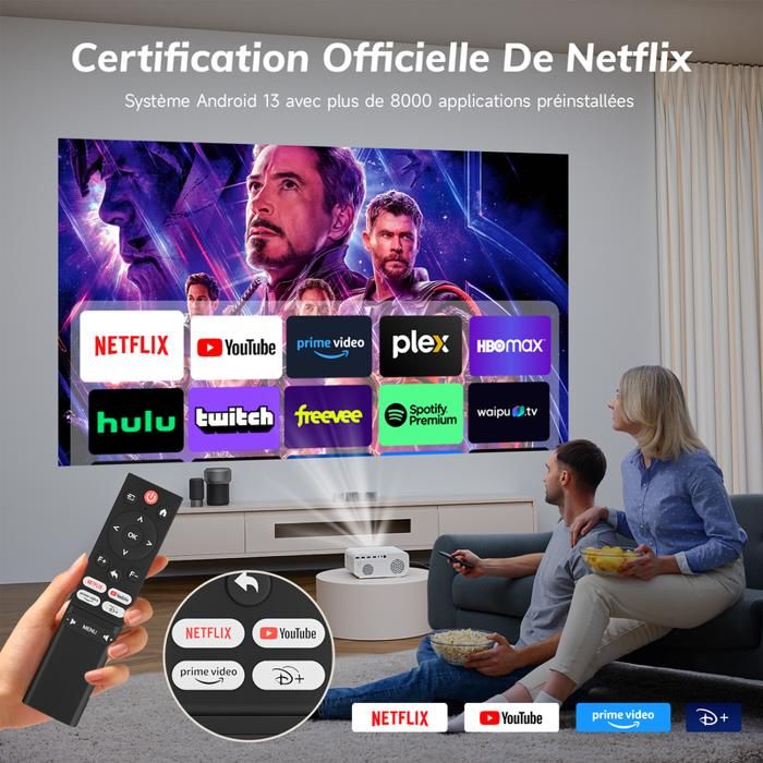 Compatible With Netflix] Smart Mini Projecteur FHD 1080P 4K