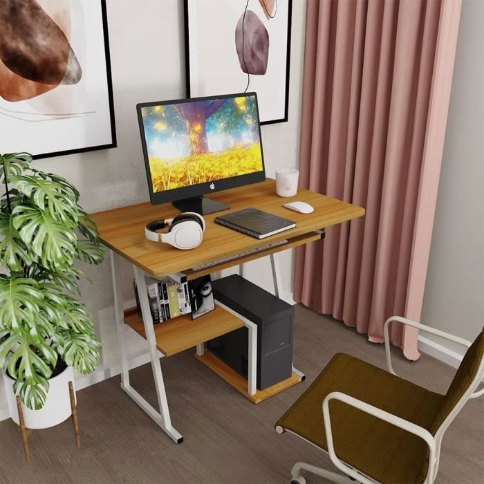 Bureau d'ordinateur avec armoire, bureau simple, chambre à coucher
