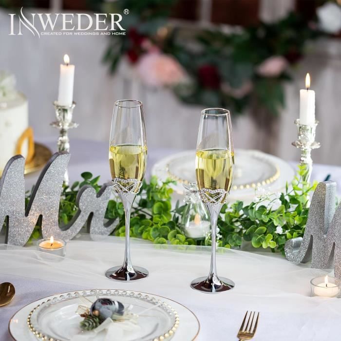 DUO Ballon Cœur Hélium Et 2 Flûtes à Champagne Personnalisables - LOVE