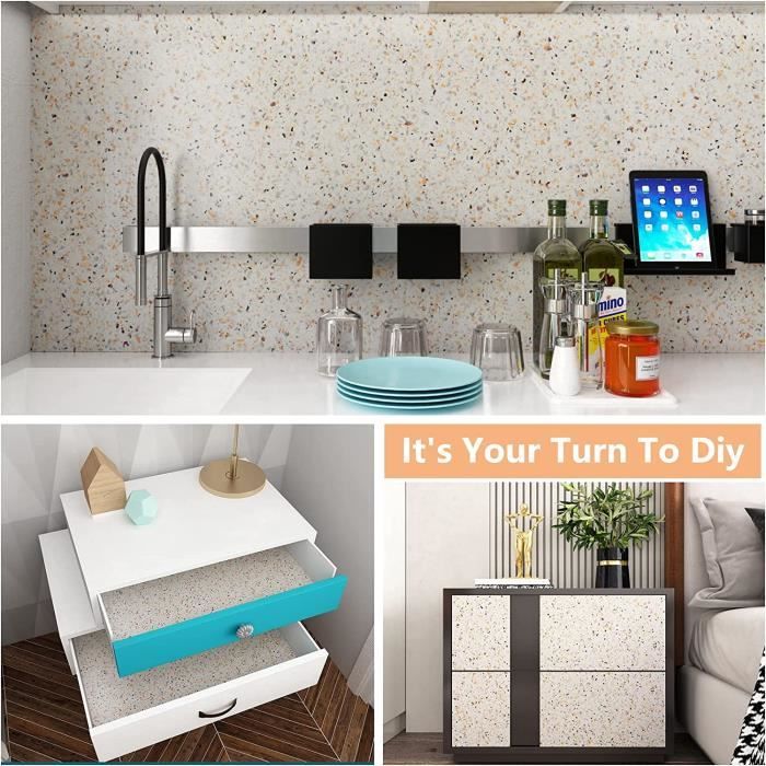 HotDecor Papier Peint Autocollant En Vinyle Effet Marbre Noir 40 X 200 Cm Lavable Pour Plan De Travail De Cuisine