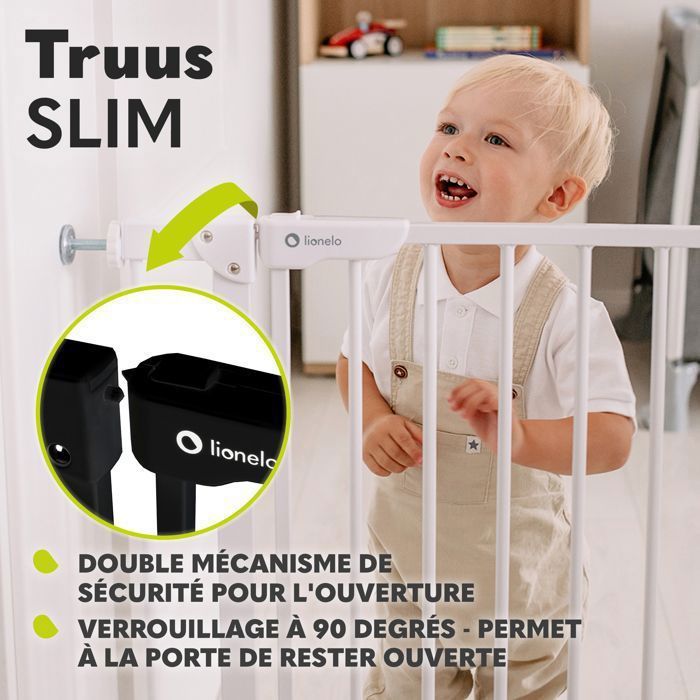 LIONELO Truus Slim Barrière De Sécurité 75-105 Cm - Blanc - AutoStop Pour Enfants Et Animaux