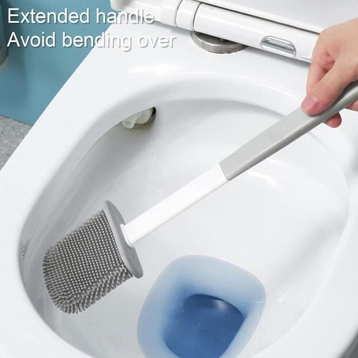 BROSSE WC ,A--Brosse de toilette à Long manche en Silicone, brosse de  nettoyage des toilettes, pliable, tête de brosse en Silicone, - Cdiscount  Bricolage
