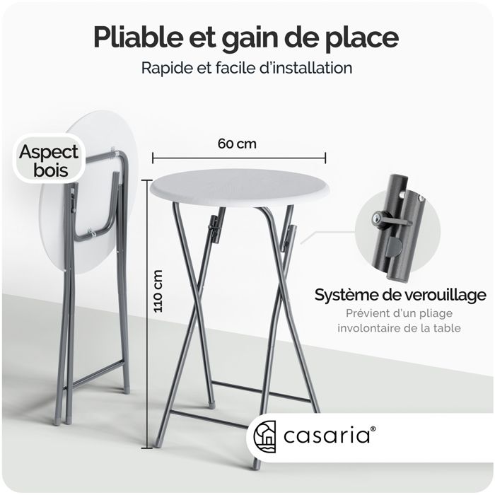 Meuble de bar blanc et bois mange-debout - VITO | ID Market