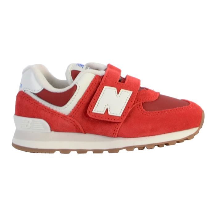 Basket Cuir Enfant New Balance 574 Rouge Scratch Fille Rouge blanc Cdiscount Chaussures