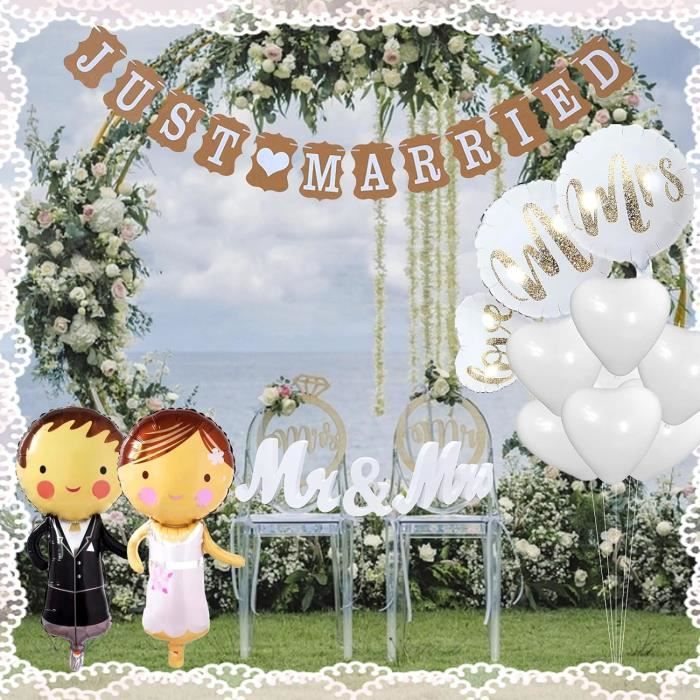 Décoration Mariage Just Married - Bannière MRMRS Lettres Bois Ballons