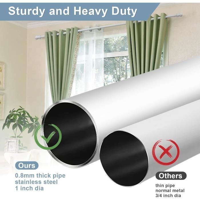 Tringle Rideau avec Embouts Ronds, Tringle Rideau Extensible 76-213cm