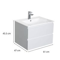 Meuble Vasque SORRENTO 60cm Avec Vasque Céramique - 2 Tiroirs, Finition Chêne/blanc/noir/vert - Pour Salle De Bain Moderne