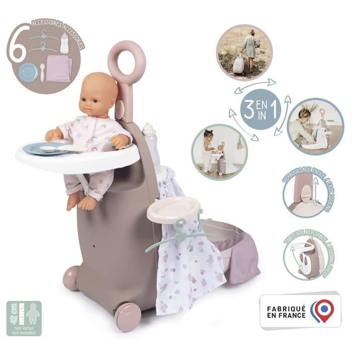 Smoby - Baby Nurse - Chaise Haute Jumeaux - pour Poupons et Poupées -  Transformable en Bascule - 4 Accessoires Inclus - 220344