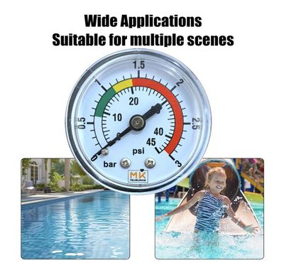 Manomètre Pour Filtre De Piscine – Acier Inoxydable – Plage 0-6000 PSI / 0-40 MPa – Diamètre 4,5 Cm – Pour Pompe, équipement Plongée, Pression Eau