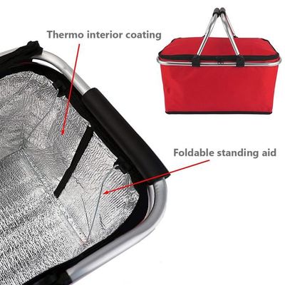 Panier Isotherme Pliable 30 Litres – Garde Le Chaud/Froid 5 Heures – Pour Pique-nique, Camping, Barbecue – Portable Avec Poignées