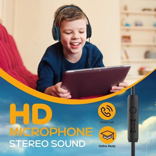 Hoyromany Casque Audio Enfant, 85/94dB Limiteur Volume Casque Audio Enfant  Filaire, Stéréo Pliable Casque Audio Enfant 3 Ans pour Garçon Fille (Rose)