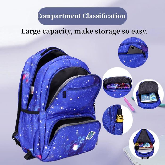 TRAVELKNOT 3pcs Sac à Dos Roulette Enfant Cartable Scolaire Roulettes Garcon Fille Sac Roulette Scolaire Trolley Enfant Primaire Secondaire Cartable Roulette CM CE Bleu 31x16x45cm