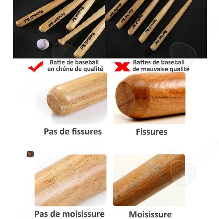 Bâton de baseball professionnel en bois dur, batte de baseball, sports de plein air, arme d'autodéfense, batte de softball