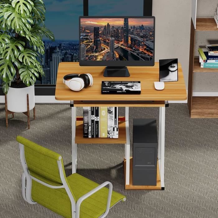 Petit Bureau d'ordinateur Informatique - Table PC Moderne Simple avec Un  Plateau de Clavier - 70x45x75cm - Ton bois clair - Cdiscount Maison
