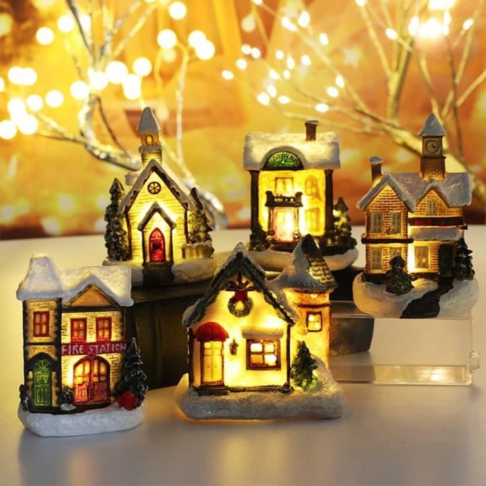 ZHMAO 8pcs Village De Noel Lumineux Et Anime, Led Maison Village De Noel  Miniature, Decoration Noel Village, RéSine ColoréE - Cdiscount Maison