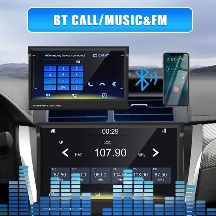 AJW-Podofo Autoradio Carplay 1 Din Bluetooth Auto Radio 7 Pouces Écran  Tactile Réglable Android Auto Radio FM Lien Miroir pour[75] - Cdiscount Auto