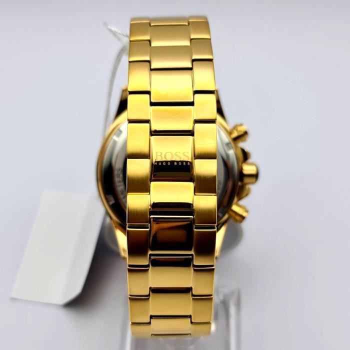 Montre Hugo Boss bracelet or cadran bleu pour homme Acier