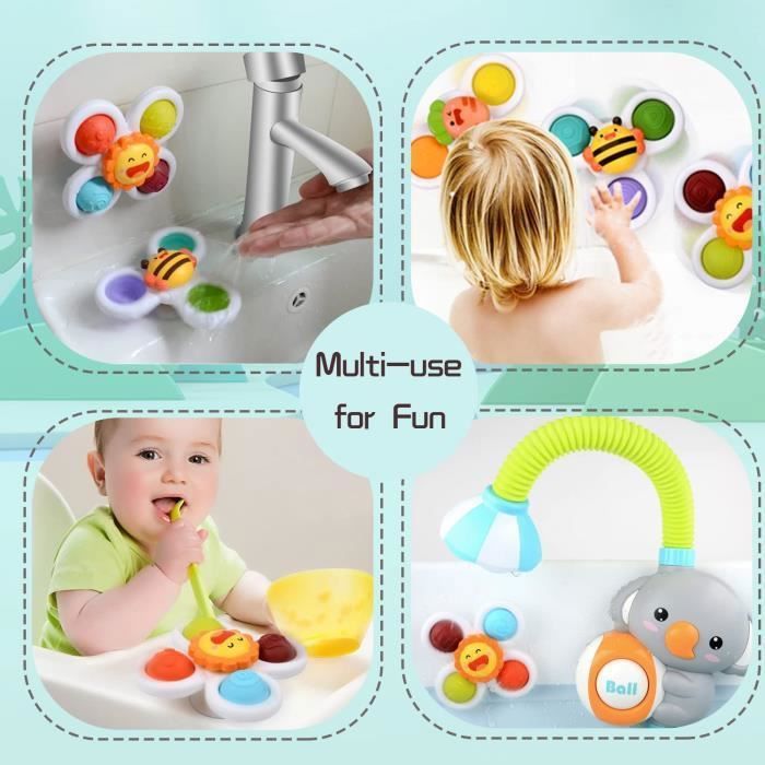 Jouet de toupie à ventouse, jouets sensoriels pour bébés, jeu de ventouse  de table intéressant en toute sécurité, jouet de bain pour bébé avec