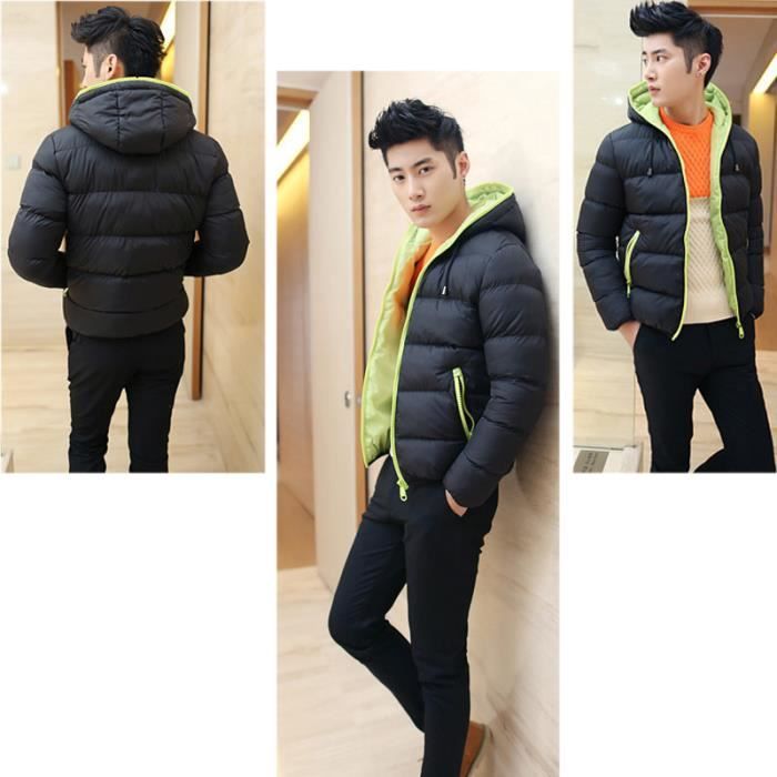 Doudoune Hommes LEOCLOTHO A Capuche Slim Grande Taille XXL Legere et Chaude Bleu Blanc Bleu blanc Cdiscount Pret a Porter