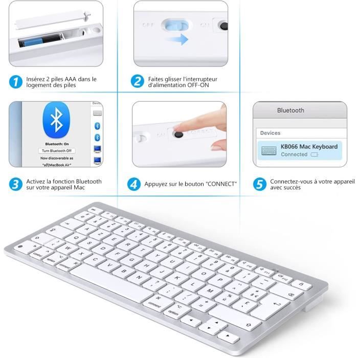 Clavier Bluetooth pour Mac OS, Clavier sans fil multi-appareils, Clavier  rechargeable ultra-mince avec bloc-notes pour MacBook ProAir, iMac, iPhone