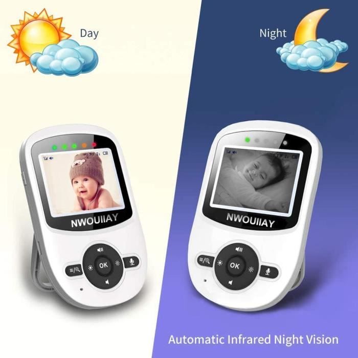 Baby Monitor Wireless NWOUIIAY 2.4 GHz - Video HD Con Visione Notturna E Audio Bidirezionale | Regalo Perfetto Per Genitori - Foto 10