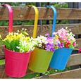Pots de fleurs à suspendre - Porteurs de Fleurs - Balcon Seau en métal - Rose - Lot de 3-3