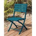 Chaise de jardin pliante - CITY GARDEN - MARIUS - Aluminium - Bleu canard - Contemporain-3