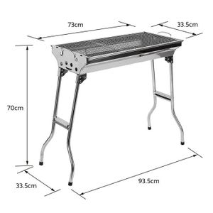 Barbecue Pliable INOX BBQ Charbon de Bois Exterieur Barbecue sur Pied Portable Grille en Acier pour Camping - Jardin