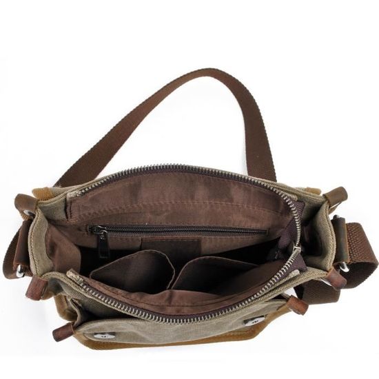 Sac à Bandoulière Hommes Popoti Sac à Main Toile Sac D/'école Sac à Main Cabas Scolaire Multifonctionnel Portefeuille Carte Petit Tote Crossbody Sac à Dos Marron, 30x11x25cm