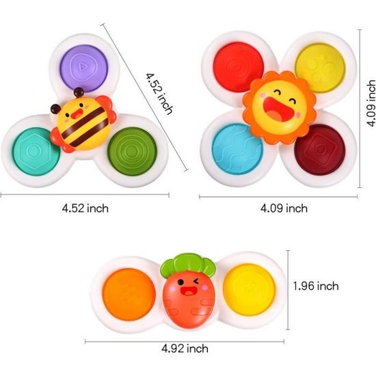 Jouets à ventouse Benobby Kids : Lot de 3 jouets sensoriels pour  tout-petits de 1 à 3 ans – Toupie à fenêtre pour bébé – Jouet de bain –  Piscine simple fossette Fidget – Cadeaux